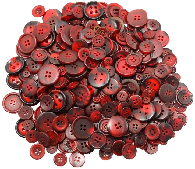 Main image of 500-600 Pcs Dark Red Resion Buttons for Crafts, 4 Holes Assorted Sizes Resin Buttons, for Crafting, Arts, DIY, Decoration, Sewing (Dark Red)