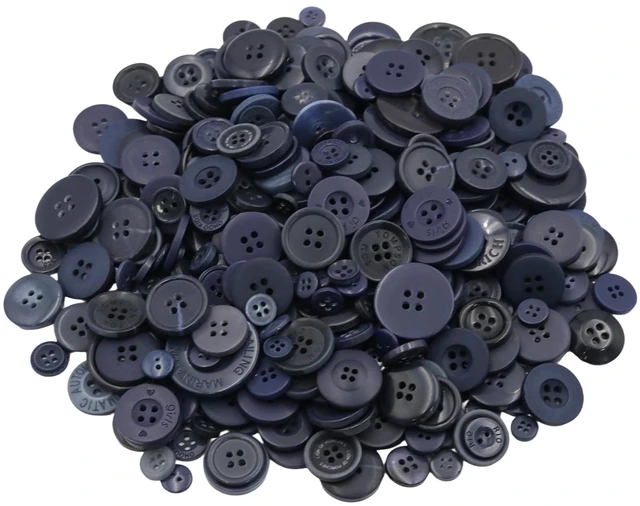 Main image of 500-600 Pcs Navy Blue Resion Buttons for Crafts, 4 Holes Assorted Sizes Resin Buttons, for Crafting, Arts, DIY, Decoration, Sewing (Navy Blue)