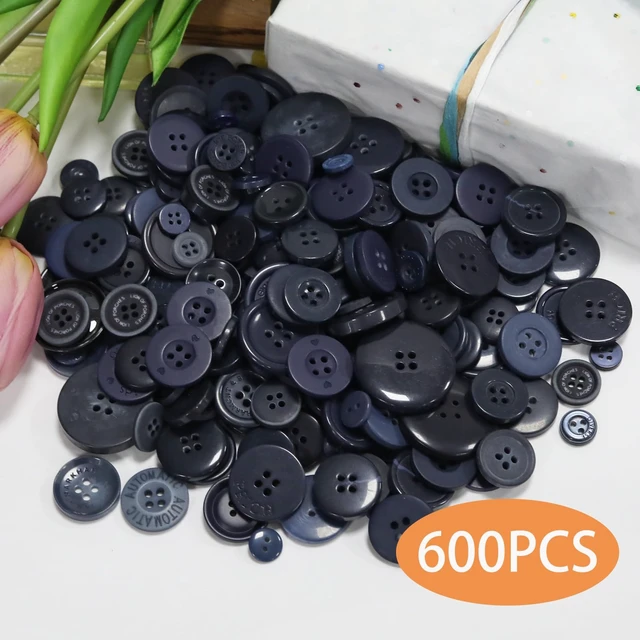 Alt view image 2 of 7 - 500-600 Pcs Navy Blue Resion Buttons for Crafts, 4 Holes Assorted Sizes Resin Buttons, for Crafting, Arts, DIY, Decoration, Sewing (Navy Blue)