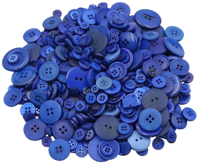 Main image of 500-600 Pcs Blue Resion Buttons for Crafts, 4 Holes Assorted Sizes Resin Buttons, for Crafting, Arts, DIY, Decoration, Sewing (Dark Blue 1)
