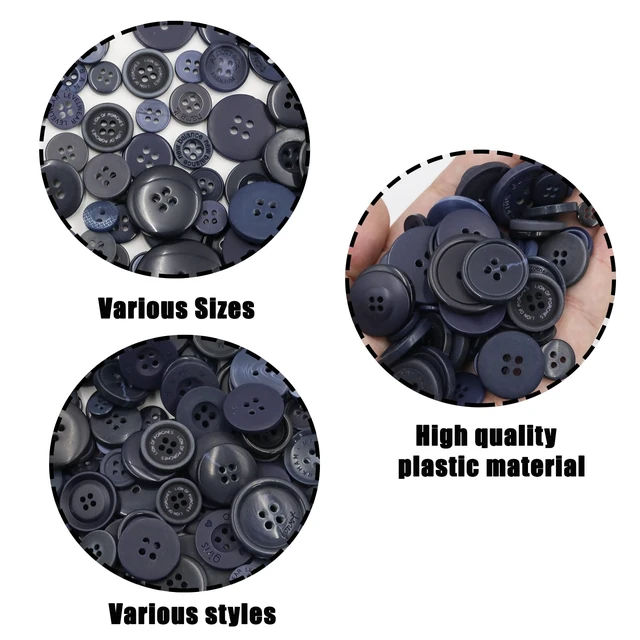 Alt view image 4 of 7 - 500-600 Pcs Navy Blue Resion Buttons for Crafts, 4 Holes Assorted Sizes Resin Buttons, for Crafting, Arts, DIY, Decoration, Sewing (Navy Blue)