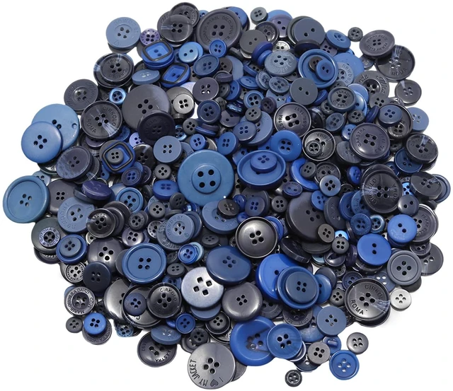 Main image of 500-600 Pcs Dark Blue Resion Buttons for Crafts, 4 Holes Assorted Sizes Resin Buttons, for Crafting, Arts, DIY, Decoration, Sewing (Dark Blue)