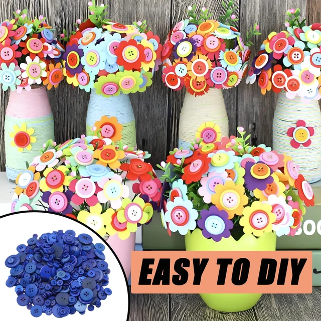 Alt view image 3 of 7 - 500-600 Pcs Blue Resion Buttons for Crafts, 4 Holes Assorted Sizes Resin Buttons, for Crafting, Arts, DIY, Decoration, Sewing (Dark Blue 1)