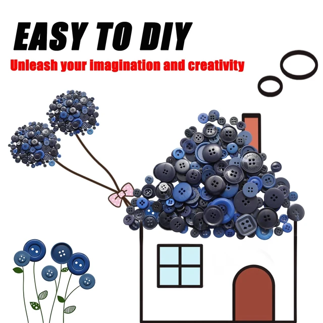 Alt view image 3 of 7 - 500-600 Pcs Dark Blue Resion Buttons for Crafts, 4 Holes Assorted Sizes Resin Buttons, for Crafting, Arts, DIY, Decoration, Sewing (Dark Blue)