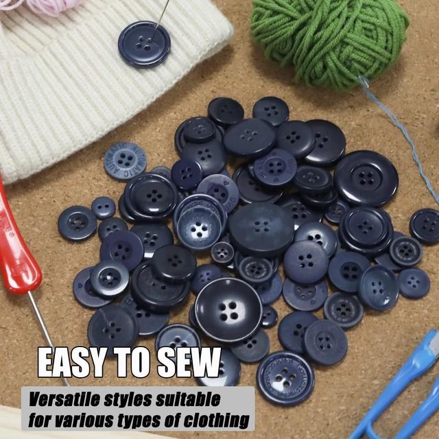 Alt view image 6 of 7 - 500-600 Pcs Navy Blue Resion Buttons for Crafts, 4 Holes Assorted Sizes Resin Buttons, for Crafting, Arts, DIY, Decoration, Sewing (Navy Blue)