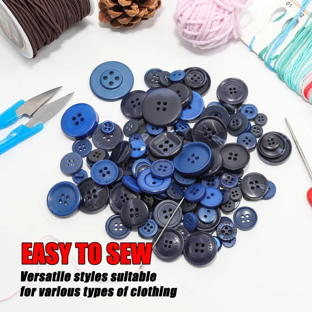Alt view image 6 of 7 - 500-600 Pcs Dark Blue Resion Buttons for Crafts, 4 Holes Assorted Sizes Resin Buttons, for Crafting, Arts, DIY, Decoration, Sewing (Dark Blue)