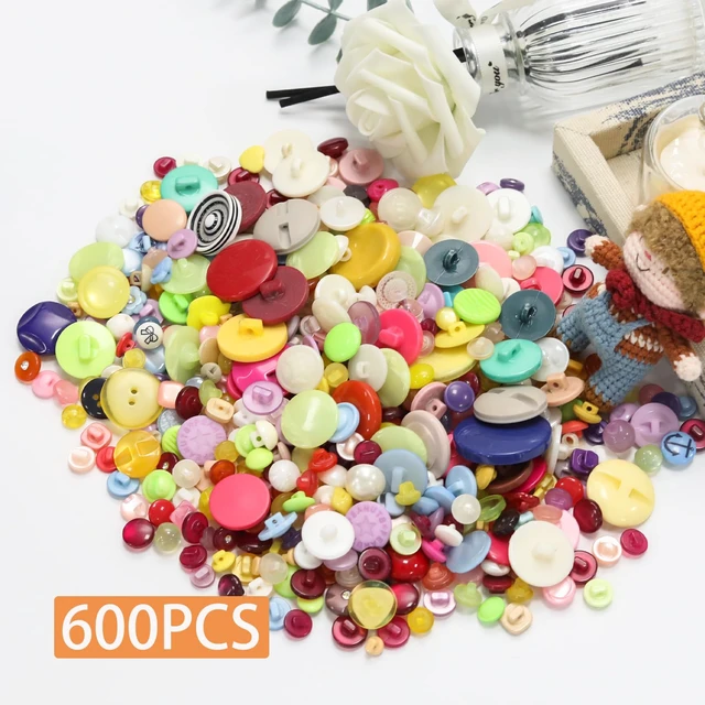 Alt view image 2 of 7 - 500-600 Pcs Mushroom Resion Buttons for Crafts, 4 Holes Assorted Sizes Resin Buttons, for Crafting, Arts, DIY, Decoration, Sewing (Mushroom)