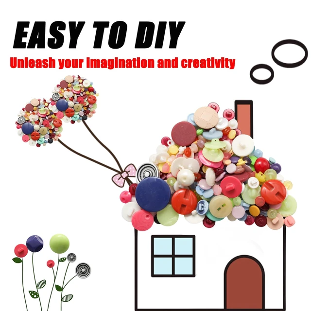 Alt view image 3 of 7 - 500-600 Pcs Mushroom Resion Buttons for Crafts, 4 Holes Assorted Sizes Resin Buttons, for Crafting, Arts, DIY, Decoration, Sewing (Mushroom)
