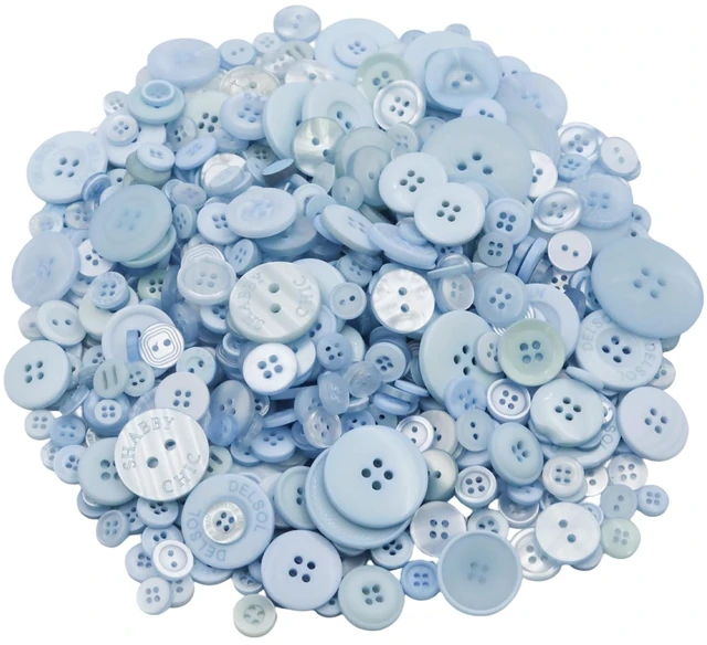 Main image of 500-600 Pcs Blue Resion Buttons for Crafts, 4 Holes Assorted Sizes Resin Buttons, for Crafting, Arts, DIY, Decoration, Sewing (Sky Blue)