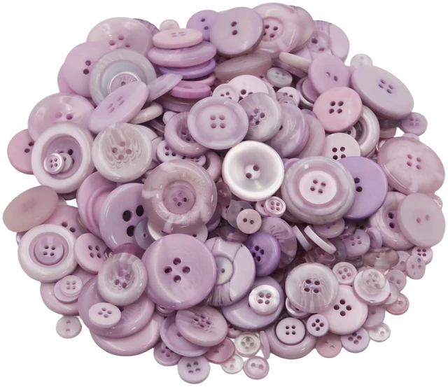 Main image of 500-600 Pcs Purple Resion Buttons for Crafts, 4 Holes Assorted Sizes Resin Buttons, for Crafting, Arts, DIY, Decoration, Sewing (Light Purple)