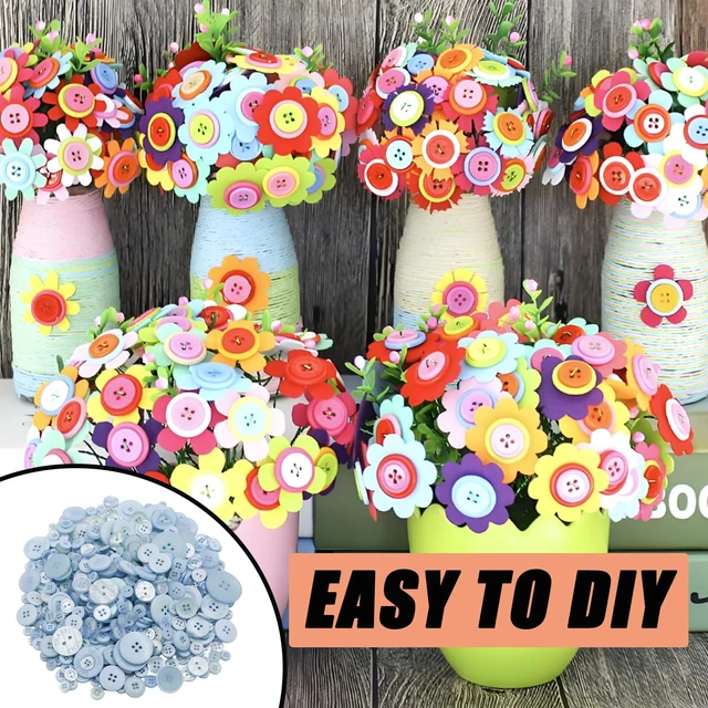 Alt view image 3 of 7 - 500-600 Pcs Blue Resion Buttons for Crafts, 4 Holes Assorted Sizes Resin Buttons, for Crafting, Arts, DIY, Decoration, Sewing (Sky Blue)