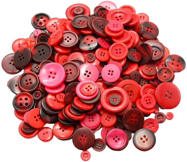 Main image of 500-600 Pcs Red Resion Buttons for Crafts, 4 Holes Assorted Sizes Resin Buttons, for Crafting, Arts, DIY, Decoration, Sewing (Red)
