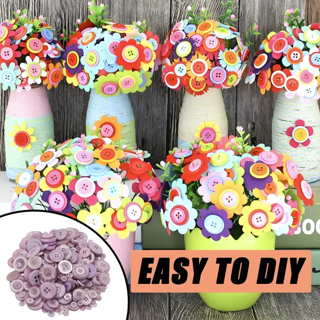 Alt view image 3 of 7 - 500-600 Pcs Purple Resion Buttons for Crafts, 4 Holes Assorted Sizes Resin Buttons, for Crafting, Arts, DIY, Decoration, Sewing (Light Purple)