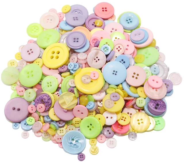 Main image of 500-600 Pcs Macaroon Resion Buttons for Crafts, 4 Holes Assorted Sizes Resin Buttons, for Crafting, Arts, DIY, Decoration, Sewing (Macaroon)
