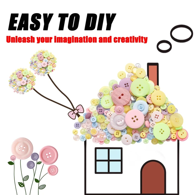 Alt view image 3 of 7 - 500-600 Pcs Macaroon Resion Buttons for Crafts, 4 Holes Assorted Sizes Resin Buttons, for Crafting, Arts, DIY, Decoration, Sewing (Macaroon)