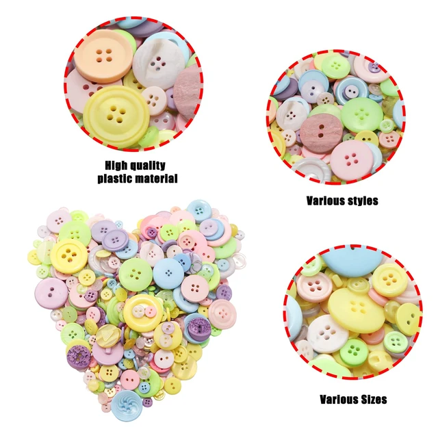 Alt view image 4 of 7 - 500-600 Pcs Macaroon Resion Buttons for Crafts, 4 Holes Assorted Sizes Resin Buttons, for Crafting, Arts, DIY, Decoration, Sewing (Macaroon)