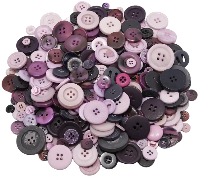 Main image of 500-600 Pcs Purple Resion Buttons for Crafts, 4 Holes Assorted Sizes Resin Buttons, for Crafting, Arts, DIY, Decoration, Sewing (Purple)
