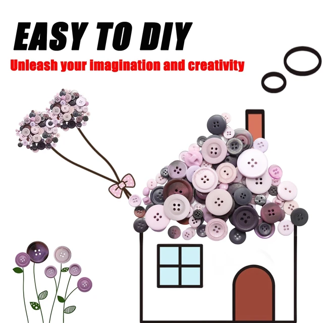 Alt view image 3 of 7 - 500-600 Pcs Purple Resion Buttons for Crafts, 4 Holes Assorted Sizes Resin Buttons, for Crafting, Arts, DIY, Decoration, Sewing (Purple)