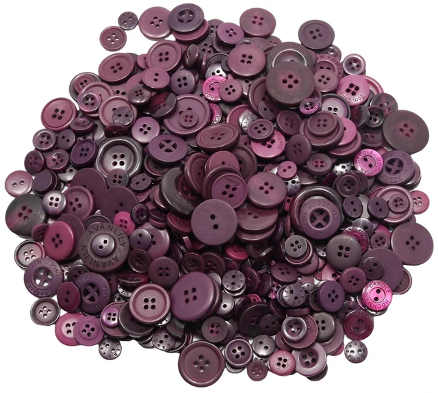 Main image of 500-600 Pcs Dark Purple Resion Buttons for Crafts, 4 Holes Assorted Sizes Resin Buttons, for Crafting, Arts, DIY, Decoration, Sewing (Dark Purple)