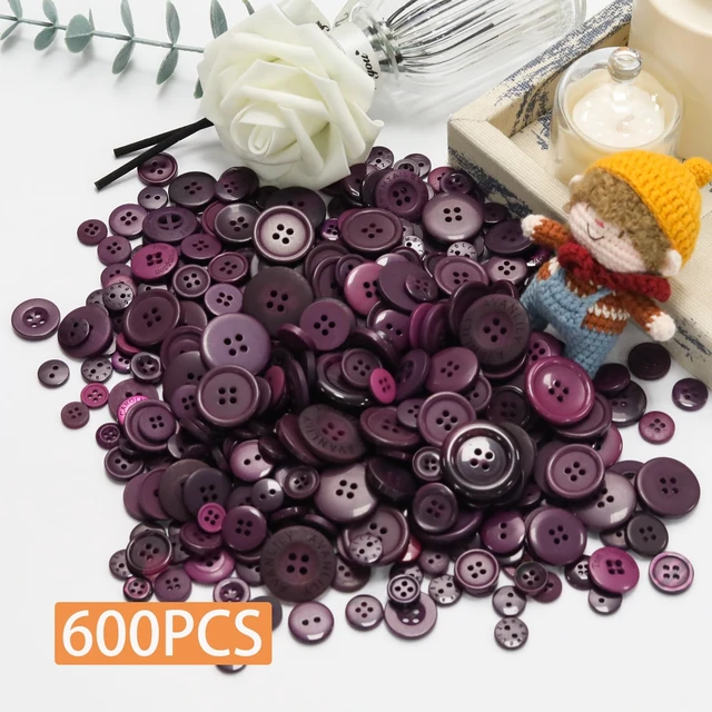 Alt view image 2 of 7 - 500-600 Pcs Dark Purple Resion Buttons for Crafts, 4 Holes Assorted Sizes Resin Buttons, for Crafting, Arts, DIY, Decoration, Sewing (Dark Purple)