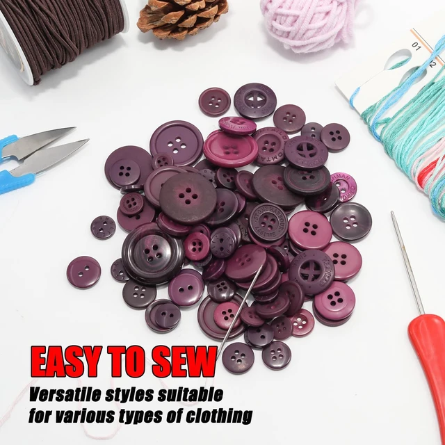 Alt view image 6 of 7 - 500-600 Pcs Dark Purple Resion Buttons for Crafts, 4 Holes Assorted Sizes Resin Buttons, for Crafting, Arts, DIY, Decoration, Sewing (Dark Purple)