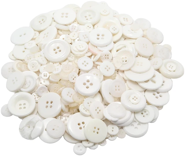 Main image of 500-600 Pcs White Resion Buttons for Crafts, 4 Holes Assorted Sizes Resin Buttons, for Crafting, Arts, DIY, Decoration, Sewing (White)