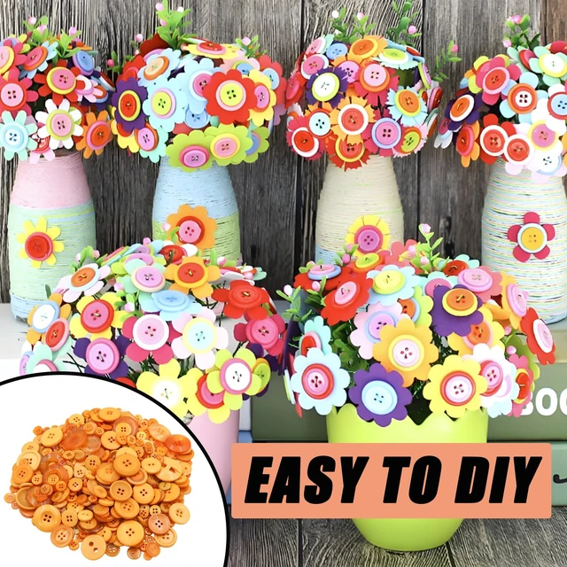 Alt view image 3 of 7 - 500-600 Pcs Orange Resion Buttons for Crafts, 4 Holes Assorted Sizes Resin Buttons, for Crafting, Arts, DIY, Decoration, Sewing (Orange)