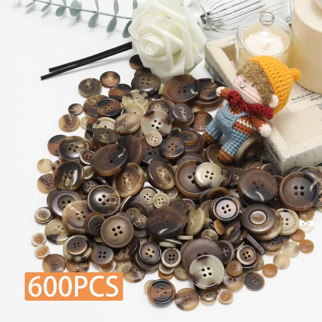 Alt view image 2 of 7 - 500-600 Pcs Patterned Resion Buttons for Crafts, 4 Holes Assorted Sizes Resin Buttons, for Crafting, Arts, DIY, Decoration, Sewing (Patterned)