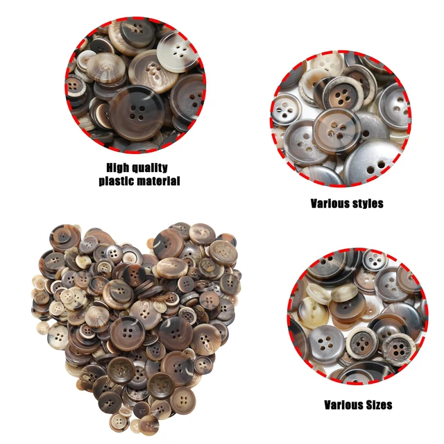 Alt view image 4 of 7 - 500-600 Pcs Patterned Resion Buttons for Crafts, 4 Holes Assorted Sizes Resin Buttons, for Crafting, Arts, DIY, Decoration, Sewing (Patterned)