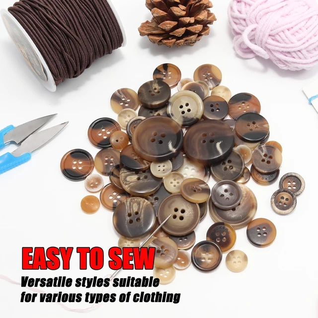 Alt view image 6 of 7 - 500-600 Pcs Patterned Resion Buttons for Crafts, 4 Holes Assorted Sizes Resin Buttons, for Crafting, Arts, DIY, Decoration, Sewing (Patterned)