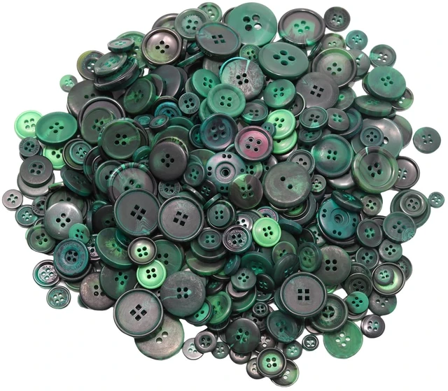 Main image of 500-600 Pcs Dark Green Resion Buttons for Crafts, 4 Holes Assorted Sizes Resin Buttons, for Crafting, Arts, DIY, Decoration, Sewing (Dark Green)