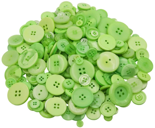 Main image of 500-600 Pcs Green Resion Buttons for Crafts, 4 Holes Assorted Sizes Resin Buttons, for Crafting, Arts, DIY, Decoration, Sewing (Light Green)
