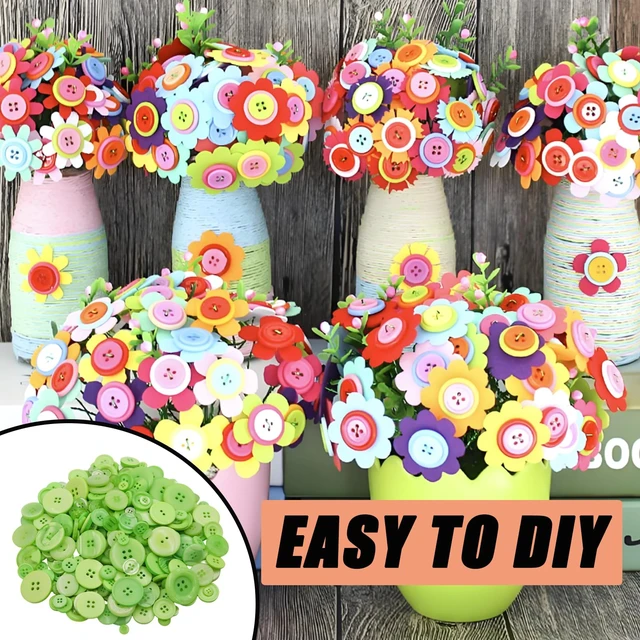 Alt view image 3 of 7 - 500-600 Pcs Green Resion Buttons for Crafts, 4 Holes Assorted Sizes Resin Buttons, for Crafting, Arts, DIY, Decoration, Sewing (Light Green)