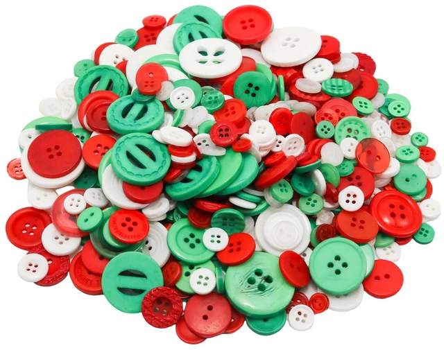 Main image of 500-600 Pcs Christmas Resion Buttons for Crafts, 4 Holes Assorted Sizes Resin Buttons, for Crafting, Arts, DIY, Decoration, Sewing (Christmas Colors)