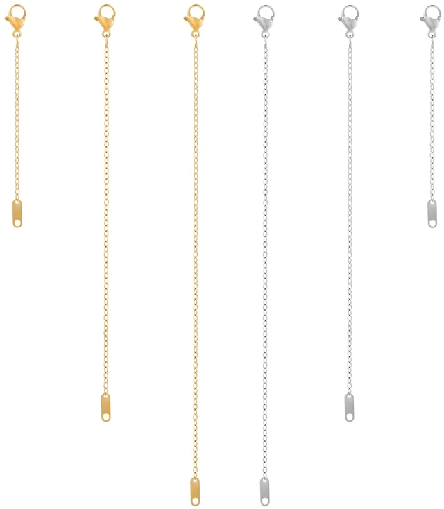 Main image of 6 Pcs Gold and Silver Plated Necklace Extenders for Necklaces, 2", 4", 6" Delicate Necklace Extender Chain Set for Women Jewelry Making