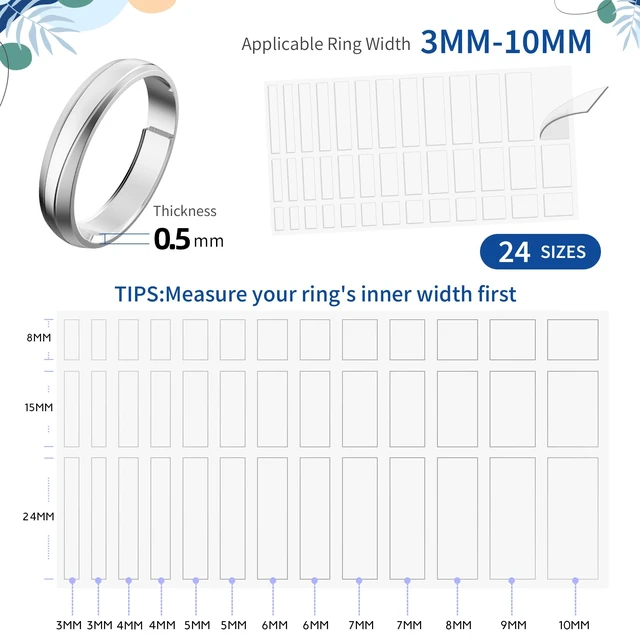 Alt view image 2 of 6 - Invisible Ring Size Adjuster for Loose Rings,6 Sheets-234 Pcs Transparent Ring Size Reducer Tightener,Fitter for Wide Rings,Multiple sizers for Man and Woman