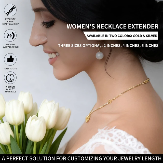 Alt view image 3 of 6 - 6 Pcs Gold and Silver Plated Necklace Extenders for Necklaces, 2", 4", 6" Delicate Necklace Extender Chain Set for Women Jewelry Making