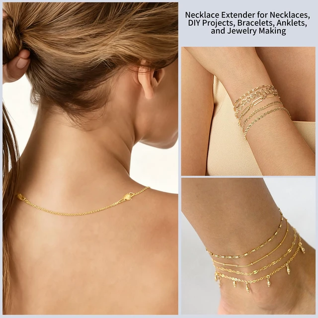Alt view image 4 of 6 - 6 Pcs Gold and Silver Plated Necklace Extenders for Necklaces, 2", 4", 6" Delicate Necklace Extender Chain Set for Women Jewelry Making