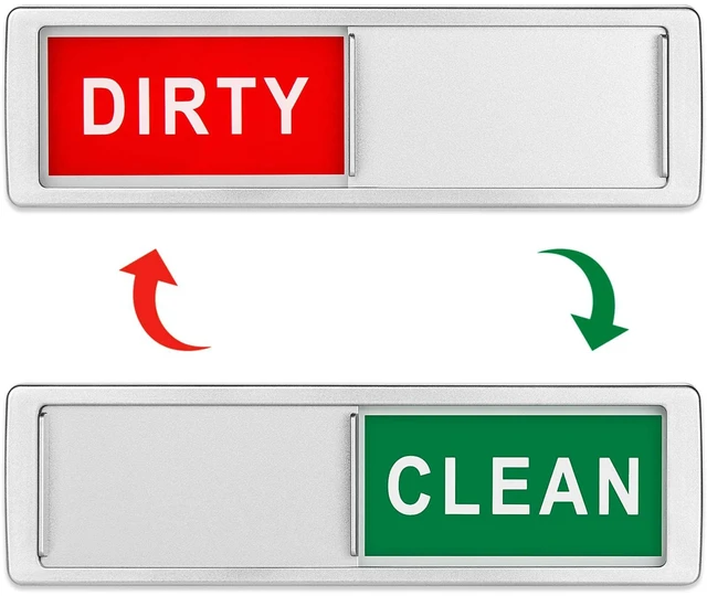 Main image of Dishwasher Magnet Clean Dirty Sign Easy to Slide Non-Scratching | Strong Magnet Extra Adhesive Options Easy to Read Tells You Dishes are Clean or Dirty 7x2 Inch Multiple Styles Available