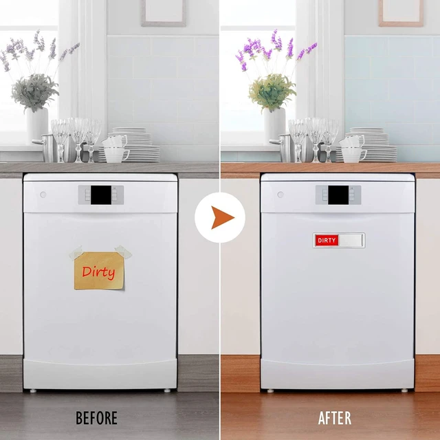 Alt view image 4 of 6 - Dishwasher Magnet Clean Dirty Sign Easy to Slide Non-Scratching | Strong Magnet Extra Adhesive Options Easy to Read Tells You Dishes are Clean or Dirty 7x2 Inch Multiple Styles Available