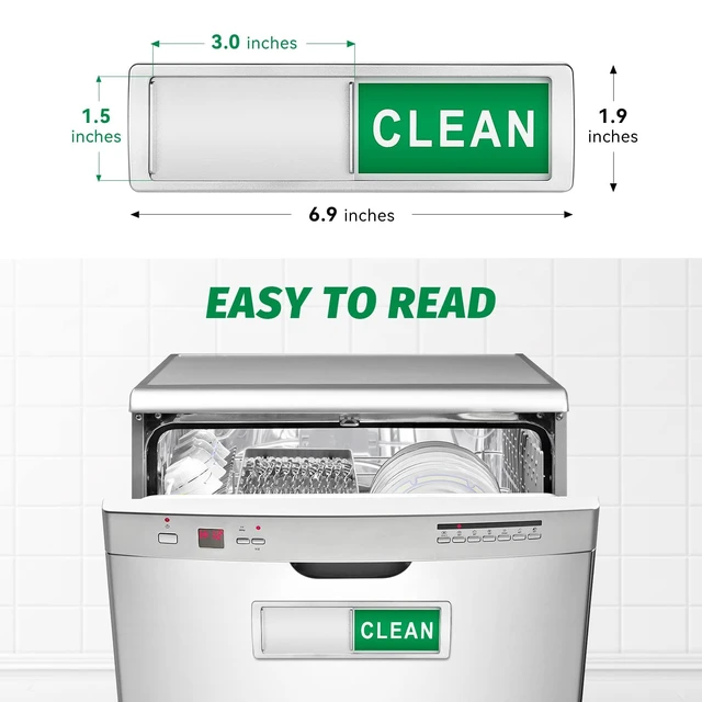 Alt view image 2 of 6 - Dishwasher Magnet Clean Dirty Sign Easy to Slide Non-Scratching | Strong Magnet Extra Adhesive Options Easy to Read Tells You Dishes are Clean or Dirty 7x2 Inch Multiple Styles Available