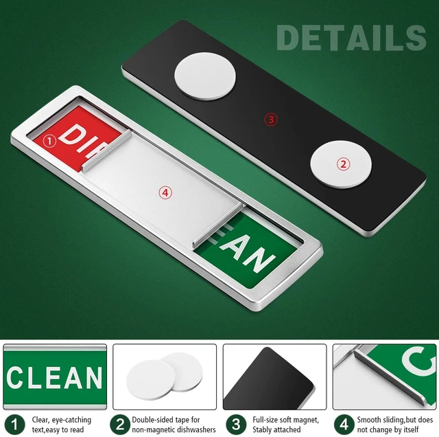 Alt view image 3 of 6 - Dishwasher Magnet Clean Dirty Sign Easy to Slide Non-Scratching | Strong Magnet Extra Adhesive Options Easy to Read Tells You Dishes are Clean or Dirty 7x2 Inch Multiple Styles Available