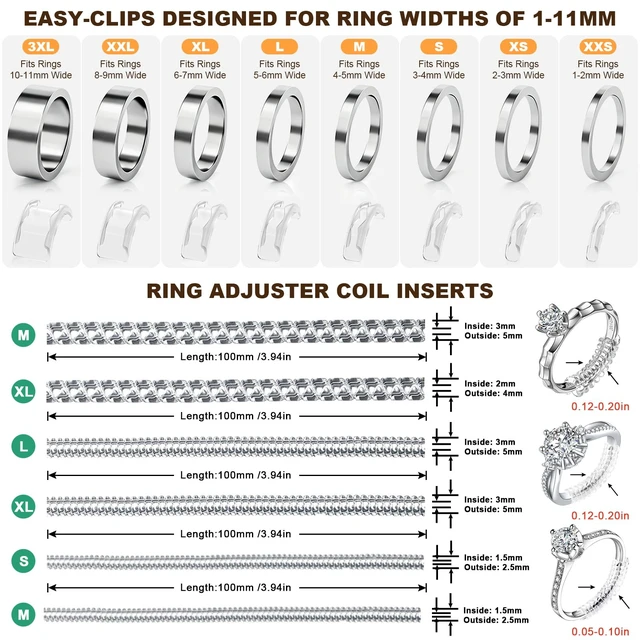Alt view image 3 of 7 - Ring Sizers for Loose Rings Size Adjuster Silicone for Women Men 14 Pack | Invisible Ring Guards Spacer Tightener Resizer Fitter , Make Rings Smaller Without Resizing Thick Band