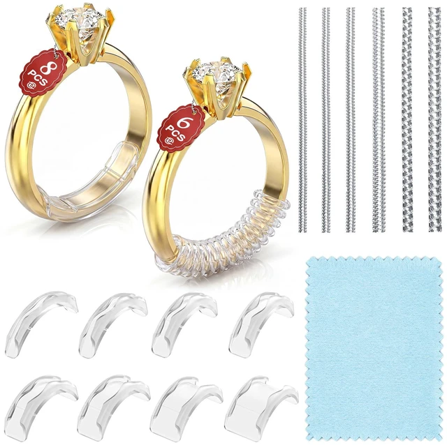 Main image of Ring Sizers for Loose Rings Size Adjuster Silicone for Women Men 14 Pack | Invisible Ring Guards Spacer Tightener Resizer Fitter , Make Rings Smaller Without Resizing Thick Band