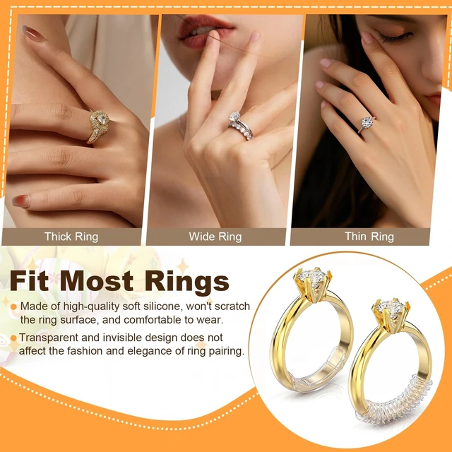 Alt view image 6 of 7 - Ring Sizers for Loose Rings Size Adjuster Silicone for Women Men 14 Pack | Invisible Ring Guards Spacer Tightener Resizer Fitter , Make Rings Smaller Without Resizing Thick Band