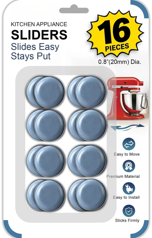 Main image of Small Appliance Sliders for Countertop, 16 PCS Kitchen Sliders | Self-Adhesive PTFE Slider Pads, Kitchen Appliance Slider Fit Stand Mixer, Coffee Maker, Air Fryer, Blender