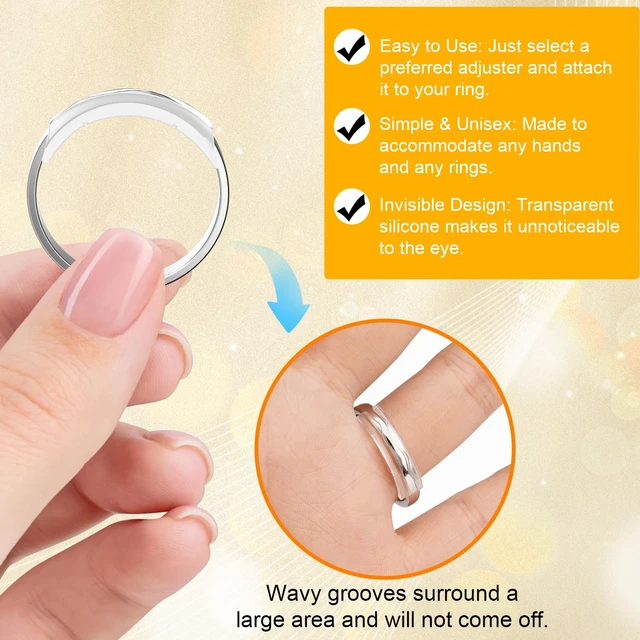 Alt view image 2 of 7 - Ring Sizers for Loose Rings Size Adjuster Silicone Invisible 14 Pack | Ring Guards Spacer Tightener Resizer Fitter for Women Men, Make Rings Smaller Without Resizing Thick Band