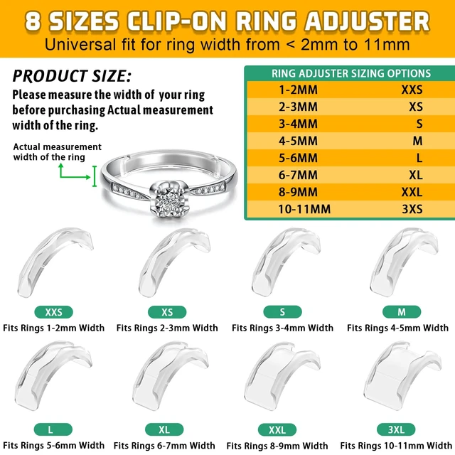Alt view image 3 of 7 - Ring Sizers for Loose Rings Size Adjuster Silicone Invisible 14 Pack | Ring Guards Spacer Tightener Resizer Fitter for Women Men, Make Rings Smaller Without Resizing Thick Band
