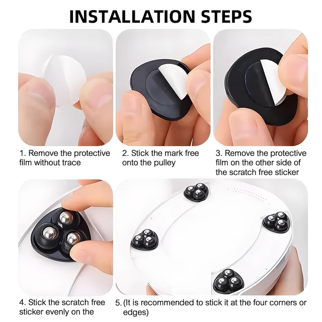 Alt view image 7 of 7 - Appliance Slider, 8 Pack Self Adhesive Mini Caster Wheels, Appliance Rollers, 360° Swivel Universal Rollers, Appliance Sliders for Kitchen Appliances, for Coffee Maker, Countertop, Storage Box