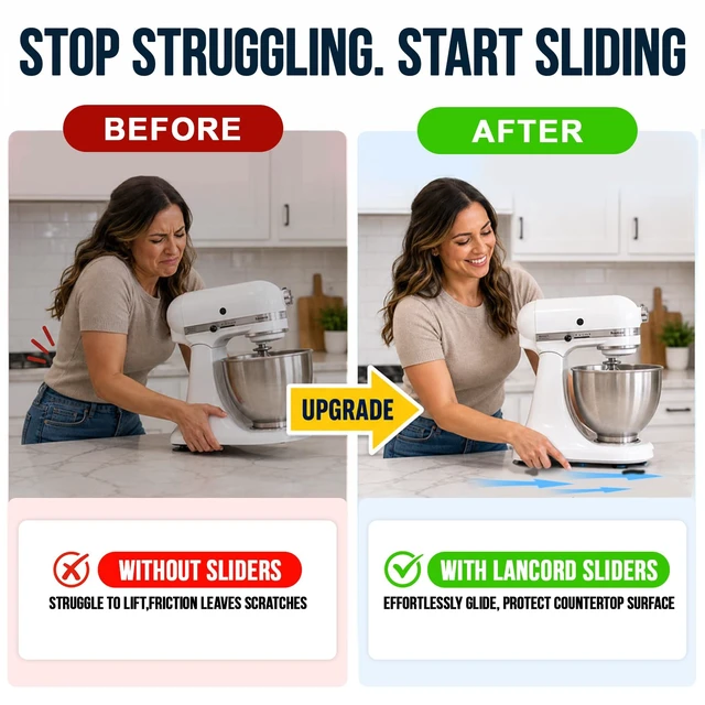Alt view image 2 of 7 - Small Appliance Sliders for Countertop, 16 PCS Kitchen Sliders | Self-Adhesive PTFE Slider Pads, Kitchen Appliance Slider Fit Stand Mixer, Coffee Maker, Air Fryer, Blender